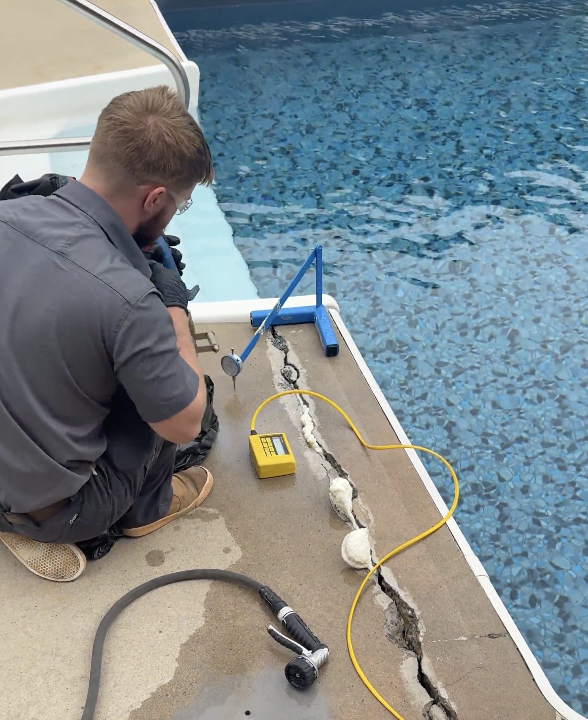 Chicago concrete leveling crew lifting a sunken concrete slab